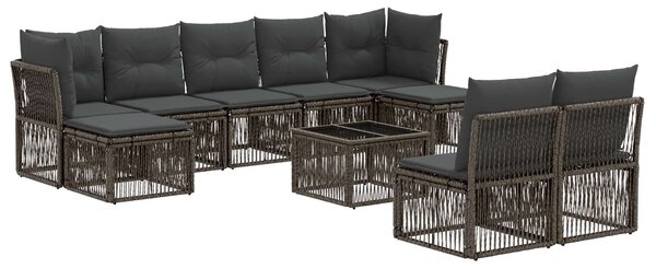 Kerti Kanapé Szett 10 pcs Szürke polirattan