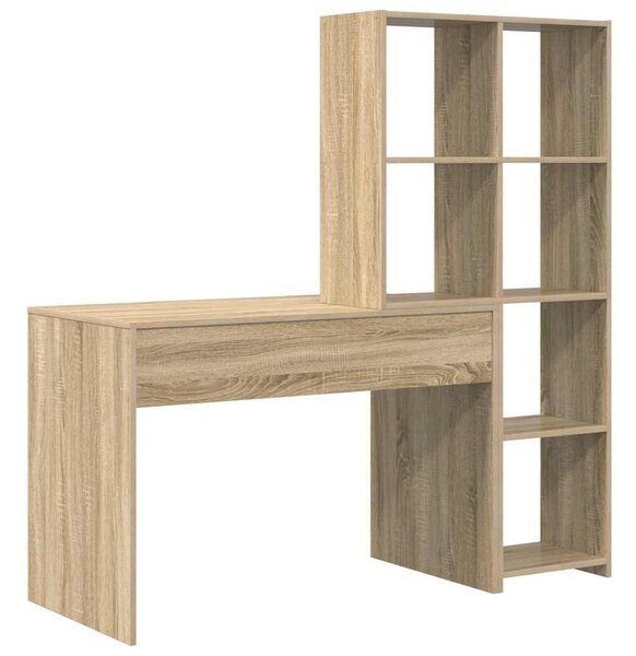 Asztal polcokkal sonoma tölgy 138.5 x 55 x 143 cm Faanyag