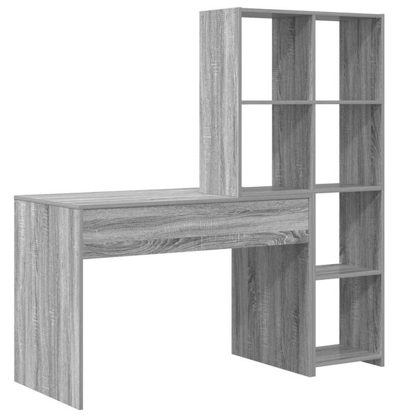 Asztal polcokkal Szürke sonoma 138.5 x 55 x 143 cm Faanyag