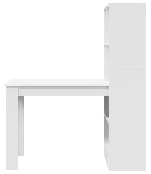 Asztal polcokkal tárolóval Fehér 122 x 67 x 145 cm Faanyag