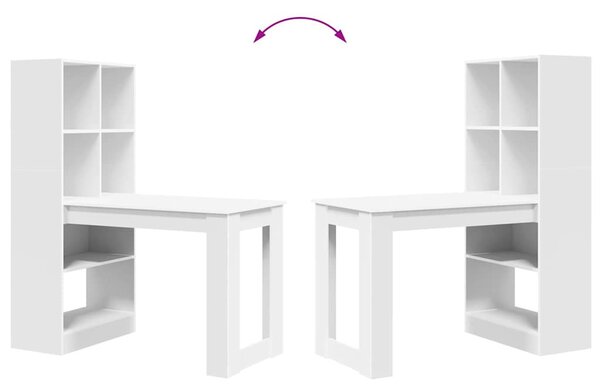 Asztal polcokkal tárolóval Fehér 122 x 67 x 145 cm Faanyag