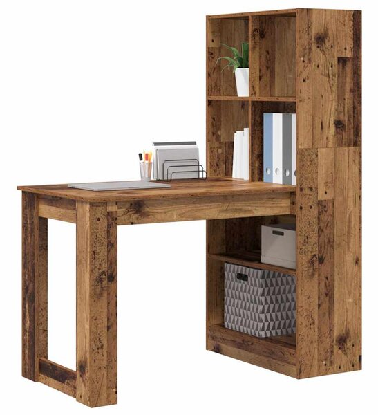 Asztal polcokkal tárolóval Öreg fa 122 x 67 x 145 cm Faanyag