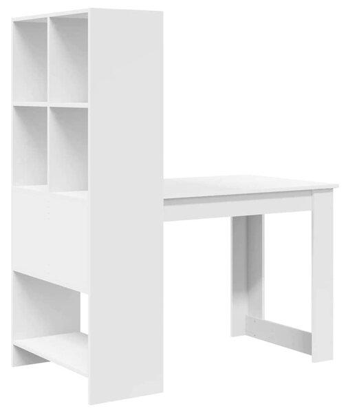 Asztal polcokkal tárolóval Fehér 122 x 67 x 145 cm Faanyag