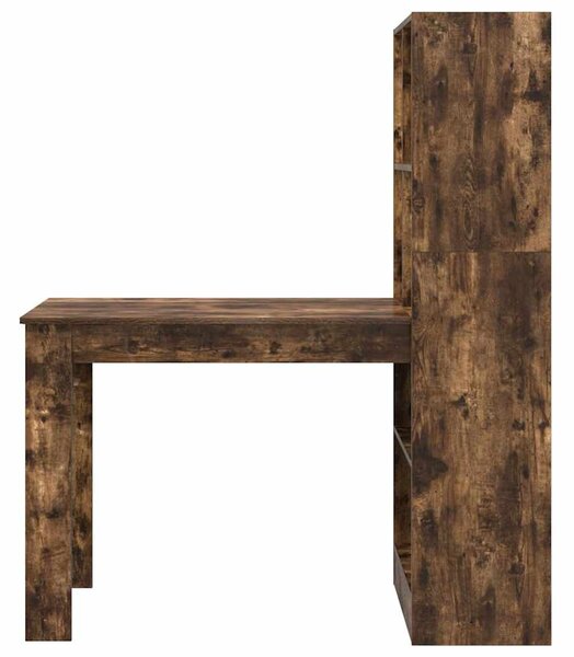 Asztal polcokkal Füstölt tölgy 122 x 67 x 145 cm Faanyag