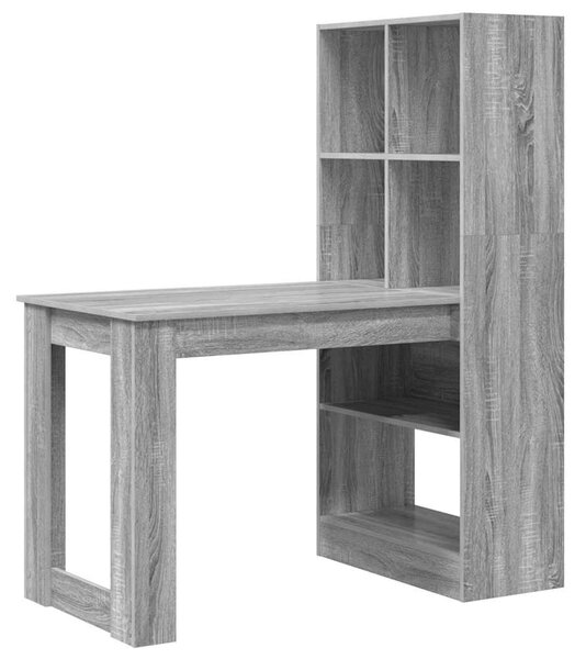 Asztal polcokkal Szürke Sonoma 122 x 67 x 145 cm Faanyag