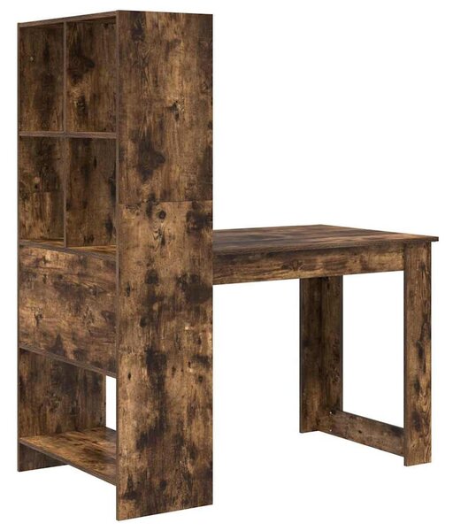 Asztal polcokkal Füstölt tölgy 122 x 67 x 145 cm Faanyag