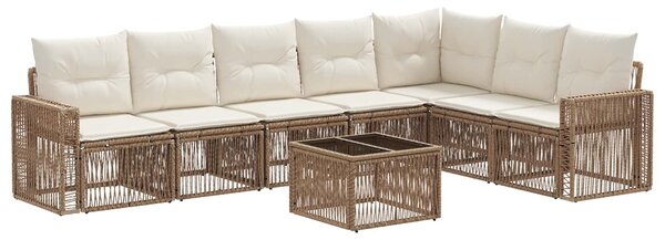 Kerti Kanapé Szett 8 pcs Beige és Krémszínű polirattan