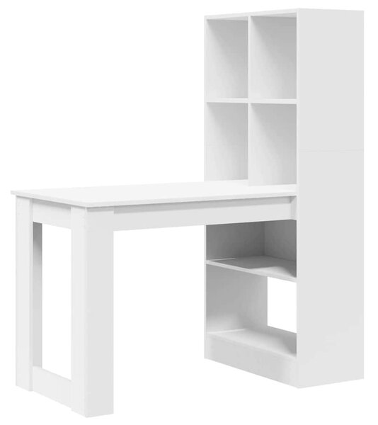 Asztal polcokkal tárolóval Fehér 122 x 67 x 145 cm Faanyag