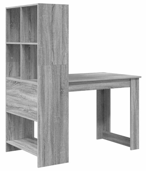 Asztal polcokkal Szürke Sonoma 122 x 67 x 145 cm Faanyag