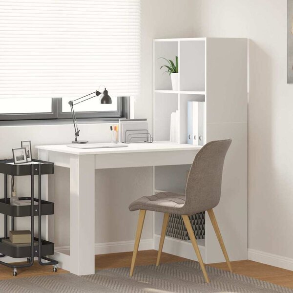 Asztal polcokkal tárolóval Fehér 122 x 67 x 145 cm Faanyag