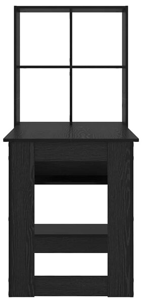 Asztal polcokkal Musta tammi 122 x 67 x 145 cm Faanyag