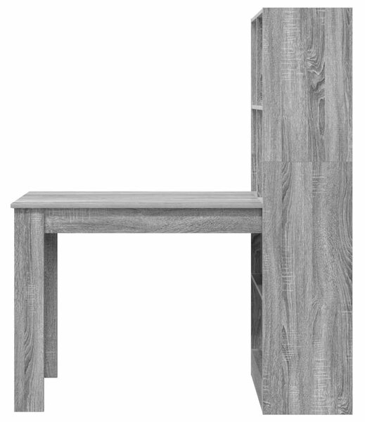 Asztal polcokkal Szürke Sonoma 122 x 67 x 145 cm Faanyag