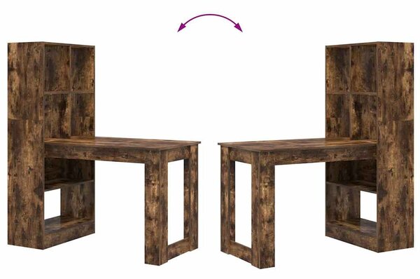 Asztal polcokkal Füstölt tölgy 122 x 67 x 145 cm Faanyag