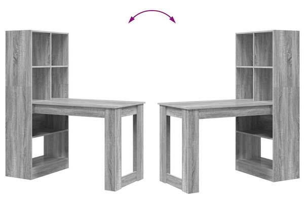 Asztal polcokkal Szürke Sonoma 122 x 67 x 145 cm Faanyag