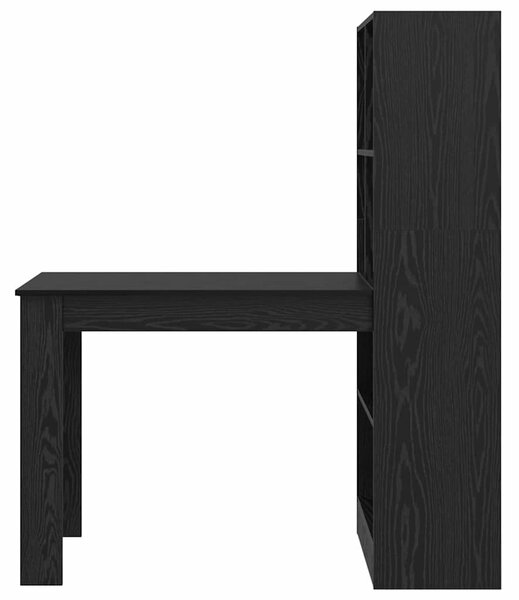 Asztal polcokkal Musta tammi 122 x 67 x 145 cm Faanyag