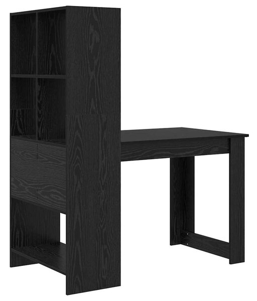 Asztal polcokkal Musta tammi 122 x 67 x 145 cm Faanyag