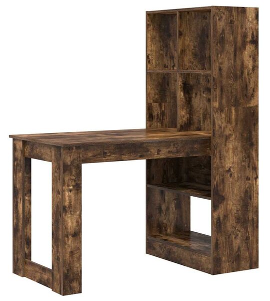 Asztal polcokkal Füstölt tölgy 122 x 67 x 145 cm Faanyag