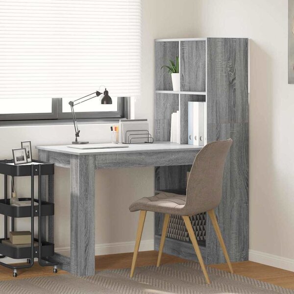 Asztal polcokkal Szürke Sonoma 122 x 67 x 145 cm Faanyag