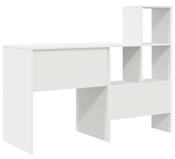 Asztal polcokkal tárolóval Fehér 131.5 x 50 x 106.5 cm Faanyag