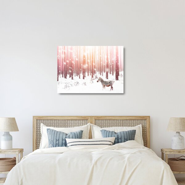 Kép - Zebra egy havas erdőben (üvegen) (70x50 cm)