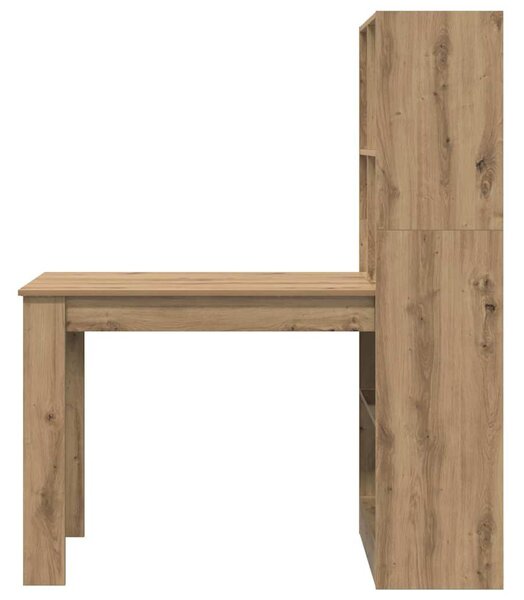 Asztal polcokkal kézműves tölgy 122 x 67 x 145 cm Faanyag