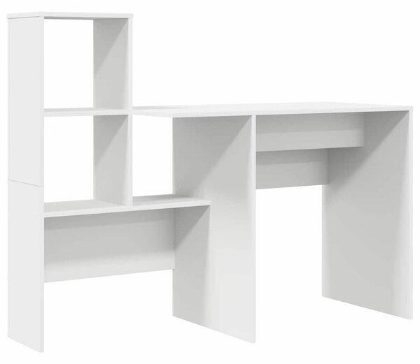 Asztal polcokkal tárolóval Fehér 131.5 x 50 x 106.5 cm Faanyag