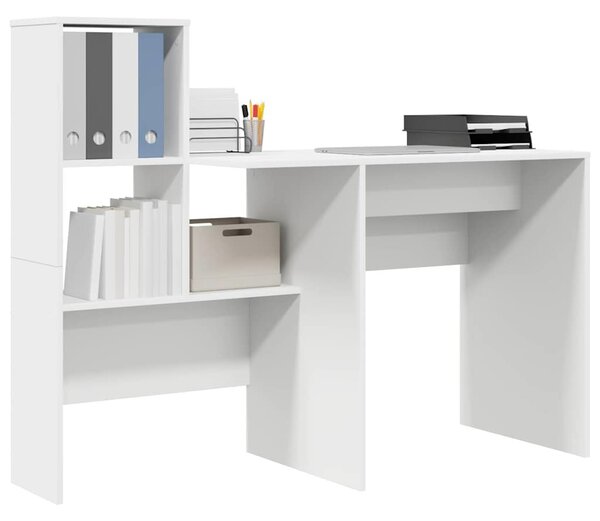 Asztal polcokkal tárolóval Fehér 131.5 x 50 x 106.5 cm Faanyag