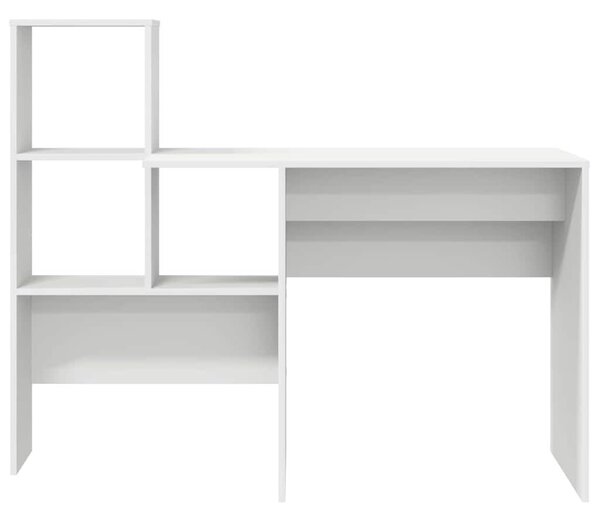 Asztal polcokkal tárolóval Fehér 131.5 x 50 x 106.5 cm Faanyag