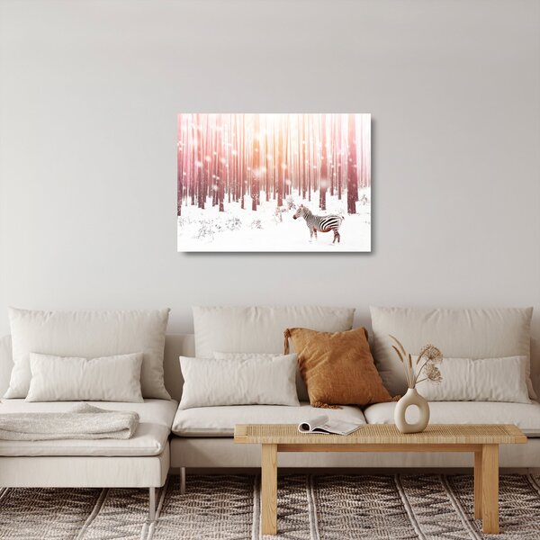 Kép - Zebra egy havas erdőben (üvegen) (70x50 cm)