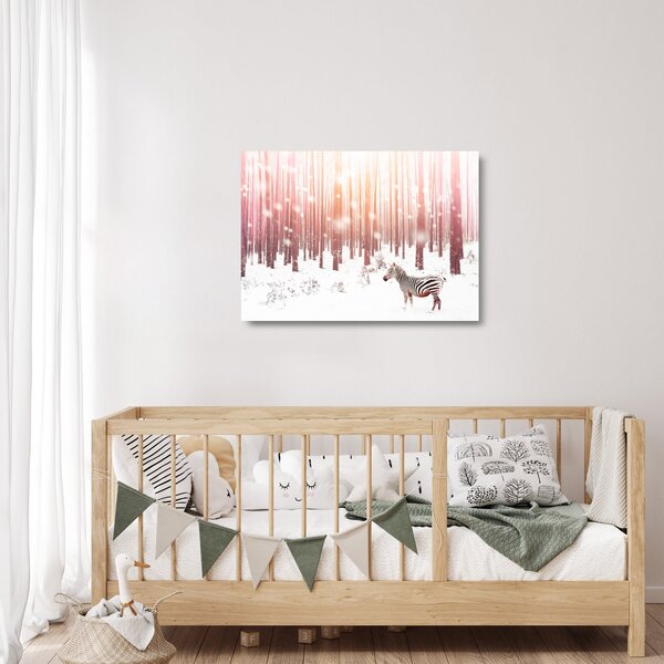 Kép - Zebra egy havas erdőben (üvegen) (70x50 cm)