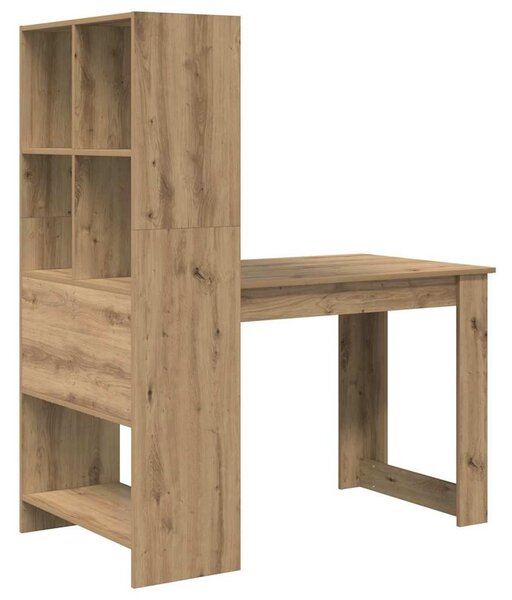 Asztal polcokkal kézműves tölgy 122 x 67 x 145 cm Faanyag