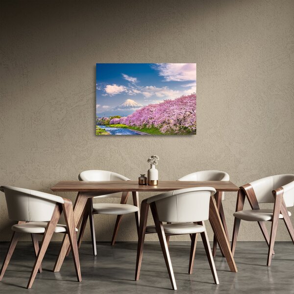 Kép - Japán tavaszi táj (üvegen) (70x50 cm)