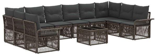 Kerti Kanapé Szett 11 pcs Szürke polirattan