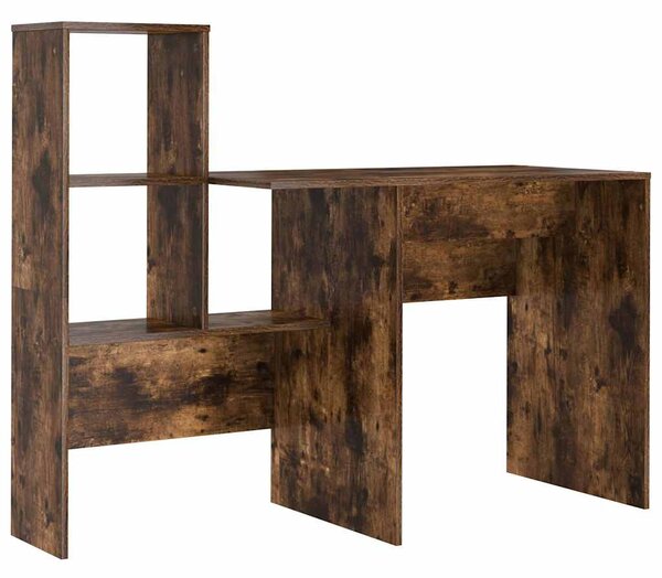 Asztal polcokkal Füstölt tölgy 131.5 x 50 x 106.5 cm Faanyag