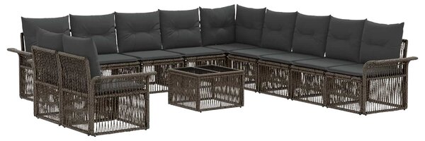 Kerti Kanapé Szett 12 pcs Szürke polirattan