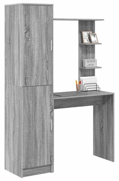 Tárolóval rendelkező íróasztal polcokkal 2 pcs Szürke sonoma