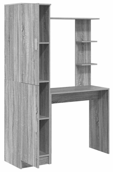 Tárolóval rendelkező íróasztal polcokkal 2 pcs Szürke sonoma