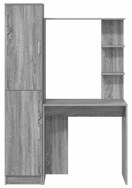Tárolóval rendelkező íróasztal polcokkal 2 pcs Szürke sonoma