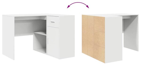 Sarokíróasztal fiókkal 2 pcs Fehér 102 x 50 x 75 cm Faanyag