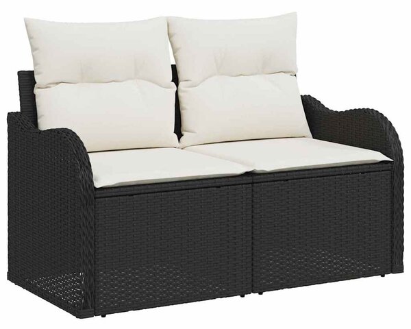 Kerti Kanapé Szett párnával 11 pcs Fekete és fehér Poli rattan