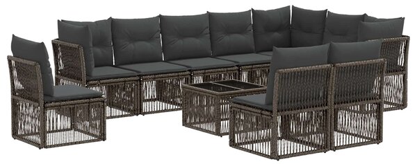 Kerti Kanapé Szett 11 pcs Szürke polirattan
