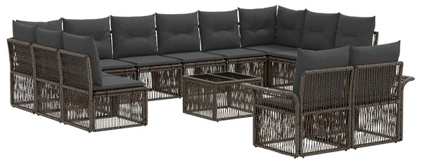 Kerti Kanapé Szett 13 pcs Szürke polirattan