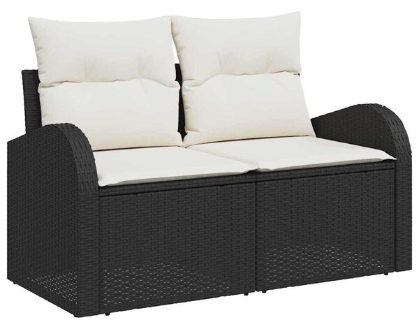 Kerti Kanapé Szett párnával 5 pcs Fekete és fehér Poli rattan