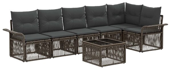Kerti Kanapé Szett 7 pcs Szürke polirattan