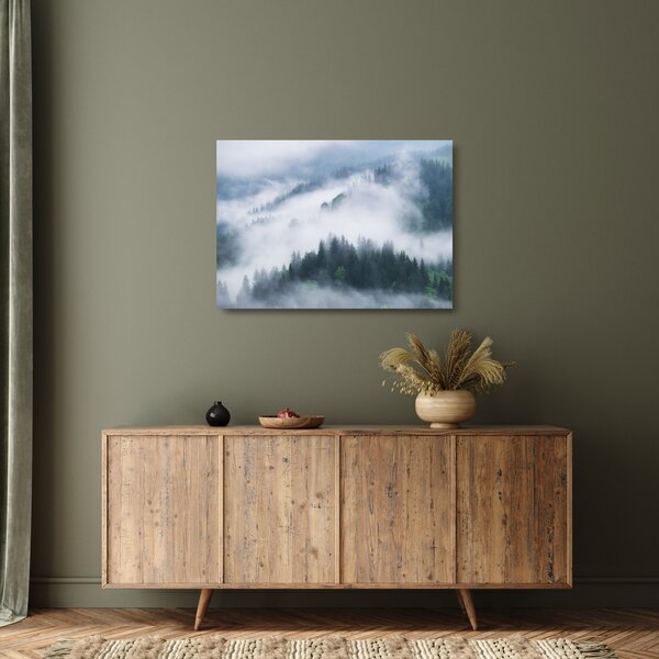 Kép - Fák a ködben (üvegen) (70x50 cm)