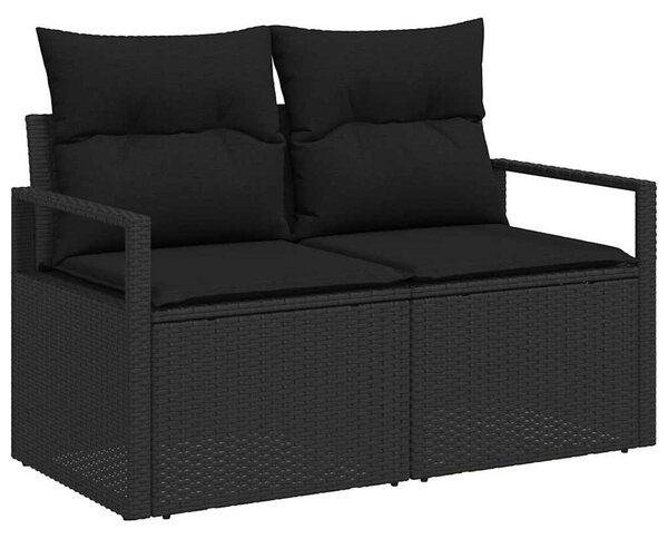 Kanapé Szett párnával tárolóval 5 pcs Fekete polirattan