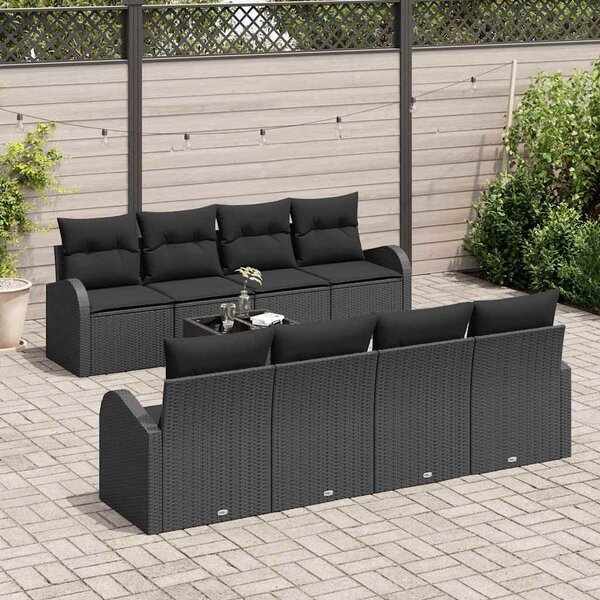 Kerti Kanapé Szett Fekete 55 x 55 x 37 cm polirattan