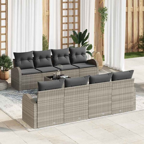 Kerti Kanapé Szett Világosszürke 55 x 55 x 37 cm polirattan