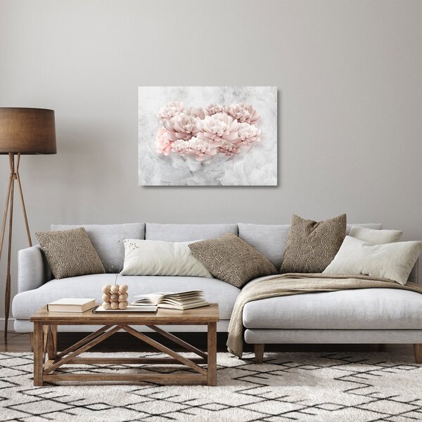 Kép - Rózsaszín virágok a falon (üvegen) (70x50 cm)