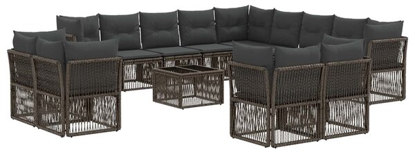 Kerti Kanapé Szett 14 pcs Szürke polirattan